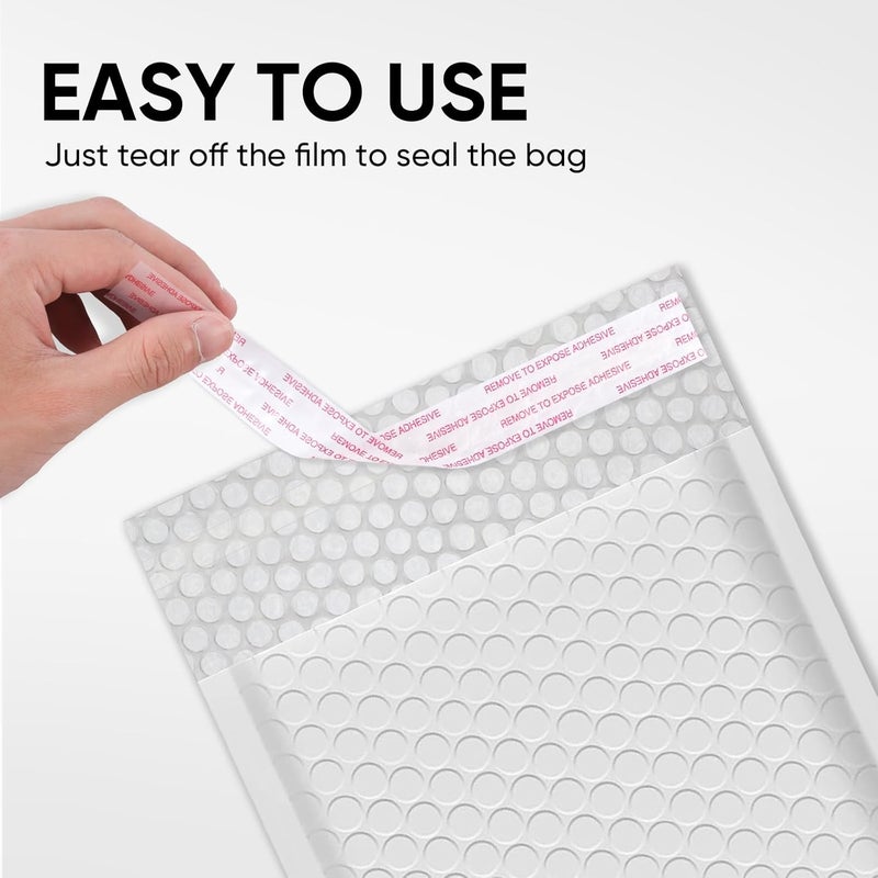 CHMI White Bubble Mailers 8.5 x 12 Inch 100 Pack, Usable Size 8.25X12 Inch Poly Mailers,Mailing Envelopes,Shipping Mailer，Opaque Self Seal Adhesive Waterproof Bags for Packaging and Shipping. - Image 5